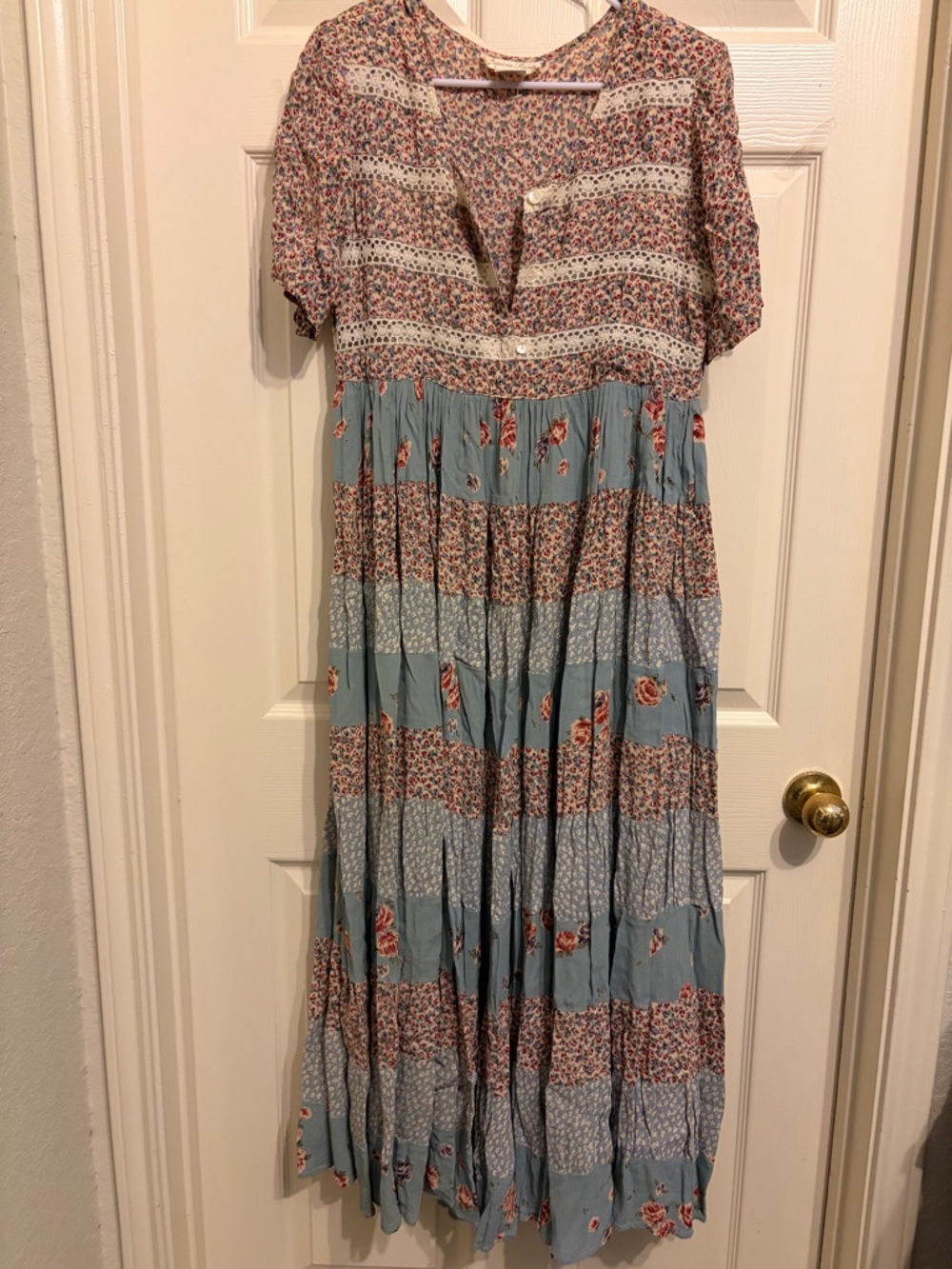 Vivienne Tam Cream Floral Blouse with Pink and Blue Accents